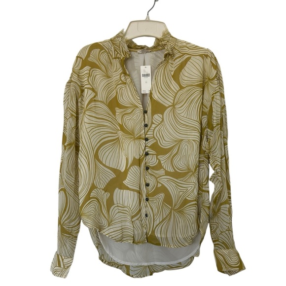 Pilcro Yellow and Cream Floral Blouse - Picture 3 of 10